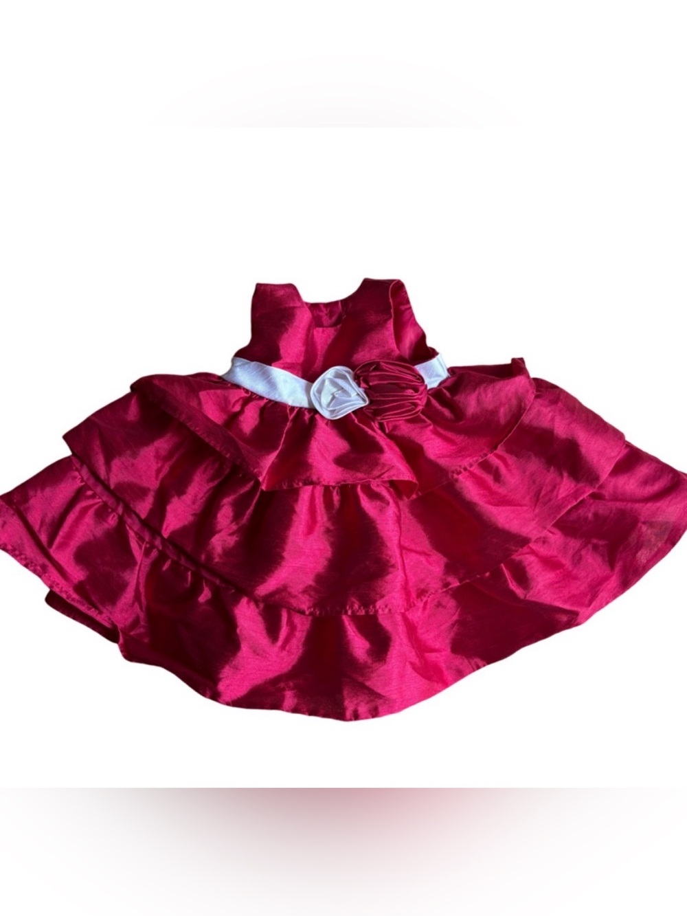 Cherokee Girls Sleeveless Tiered Red Party Dress With White Bow Size 3M Rosettes